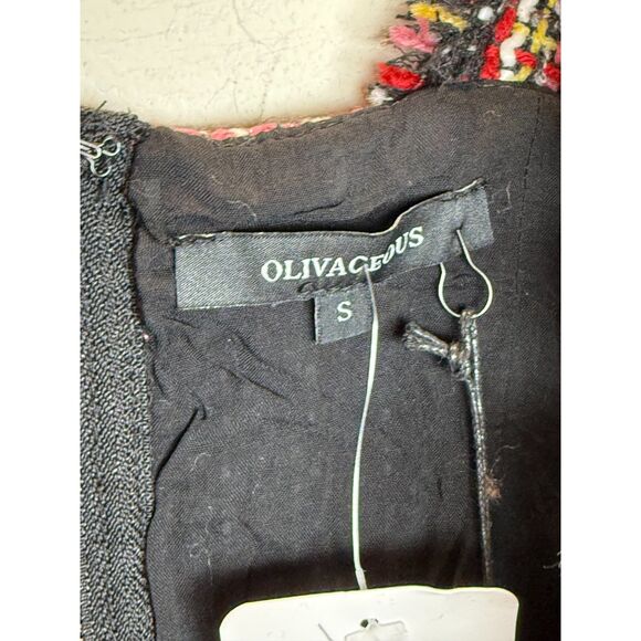 Olivaceous Women's Size S Red Multi Tweed Mini Dress Short Length NWT - Picture 6 of 8